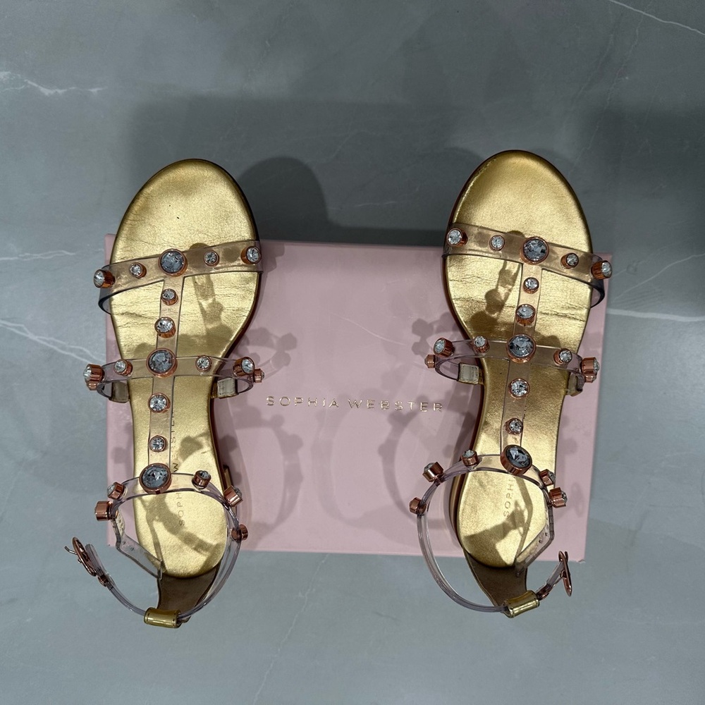 Sophia Webster Gold Sandals with Pink Accents